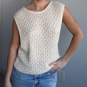 Vintage Forenza Sportswear Chunky Knit Boho Chic Sleeveless Sweater Top